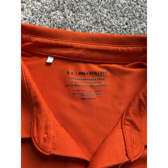 Under Armour The Performance Short Sleeve Polo Solid‎ Orange 2XL Shirt Men's - Picture 4 of 6